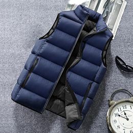 Men's Vests Stylish Men Vest Coat Smooth Surface Winter Padded Warm Zipper Firm Stitching