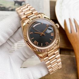 Markendesigner Herren Damenuhren Mode automatische mechanische Luxusuhr Lederarmband Diamant Tag Datum Mondphase Uhrwerk Armbanduhren Herren Vatertagsgeschenk