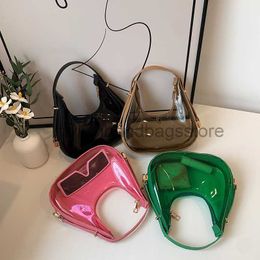 Shoulder Texture niche for women 2023 summer new trend fashion transparent glossy handbag single shoulder underarm crescent moon bagstylishhandbagsstore