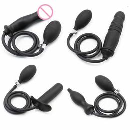 Inflatable Anal Plug Dilator Prostate Massager Butt for Woman Dildo Pump Adult Supplies Women Men I122w