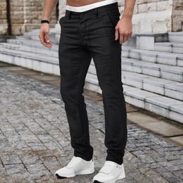 Men's Pants Mens Men Button Stretch Waist Jersey Spring And Autumn Solid Color Casual Loose Fit Trousers Sportswear Streetwear Outfits