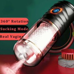 Massager Automatic Rotation Male Masturbator for Men Penis Pump Vibrator Adults Endurance Exercise Real Vagina