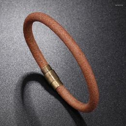 Charm Bracelets Vintage Style Men Leather Bracelet Simple Magnetic Button Neutral Accessories Hand-woven Jewellery Gifts