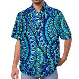 Men's Casual Shirts Ocean Mandala Print Abstract Flower Vacation Shirt Hawaiian Streetwear Blouses Male Printed Plus Size