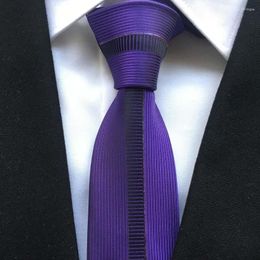 Bow Ties 2023 Men's Jacquard Woven Neck Tie Designer Panel Neckties Levender Purple With Vertical Stripe