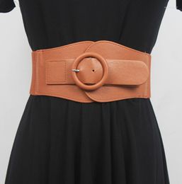 Belts Women's Runway Fashion PU Leather Elastic Cummerbunds Female Dress Corsets Waistband Decoration Wide Belt R1629