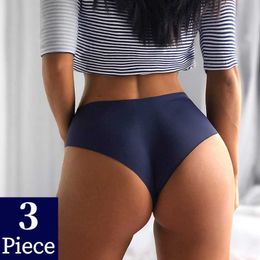 TrowBridge 3PCS/Set Seamless Women's Panties Sports Breathable Underwear Girls Comfortable Briefs Sexy Lingerie Satin Underpants L230626