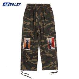 Men s Jeans Harajuku Men Wide Leg Pants Fashion Mens Camo Graphic Patchwork Cargo Summer Retro Streetwear Loose Trousers 230804