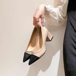 Дизайнерские каблуки дышащие и удобная одежда для туфли абрикосовые черные плоские каблуки в двух стилях высокого каблука 5 см.