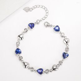 Link Bracelets Ocean Heart Romantic Bracelet Women's Simple Love Cold Wind Small And High End Blue Handjewelry Metal