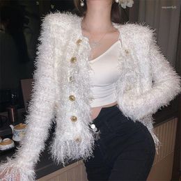 Women's Jackets TEROKINIZO Tassel Design Elegant Women Solid Color Long Sleeve Double Breasted Chic Coats Female Arrival Ropa Mujer