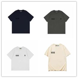 Men's T-Shirts 2023new 3D Letter Shirt ESS Fashion Designer and Women's 100% Cotton Hot Melt Printing EU Size Street Wear Wholesale Price