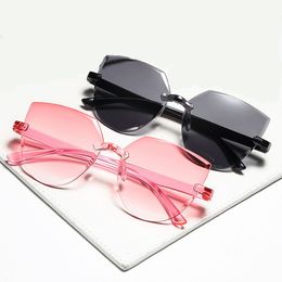 Sunglasses Frames Ladies Cat Ear Frameless Jelly Transparent Retro All in one Ocean Piece Candy Colour 230807