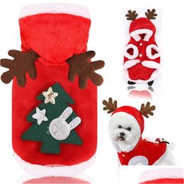 Dog Apparel Christmas Clothes Cute Pet Hoodie Winter Sweatshirt For Kitty Dogs Chihuahua Santa Costume Xs-Xl Drop Delivery Home Gard Dhg5W