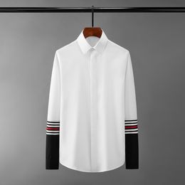 Minglu Black White Splicing Male Shirts Luxury Long Sleeve Casual Mens Dress Shirts Fashion Slim Party Man Shirts Plus Size 4XL