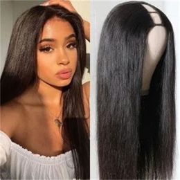 16-26 Inch Long Straight Synthetic Wigs V Part Wigs Glueless Full Head Half Wig for Black Women Natural Colour Daily Use