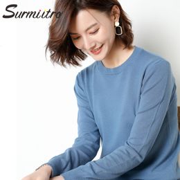 Women's Sweaters Surmiitro S-3XL Knitted Sweater Women Fashion Spring Autumn Winter Korean Ladies Blue Solid Jumper Pullover Female Knitwear 230804