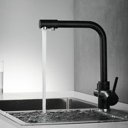 Kitchen Filtered Faucet Balck with Dot Brass Purifier Faucet Dual Sprayer Drinking Water Tap Vessel Sink Mixer Tap Torneira