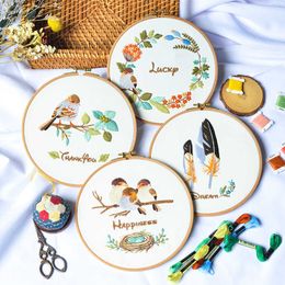 Chinese Style Products Lively Birds Embroidery DIY Needlework Cute Birds Feather Needlecraft for Beginner Cross Stitch
