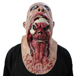 Party Masks Halloween Horror Latex Mask Scary Zombie Cannibal Masks Bloody Big Mouth Head Cover Adults Carnival Party Headgear Props J230807