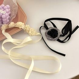 Choker Sweet Small Flower Collar Necklace Long Strap Tie Wedding Jewellery Neck Chain Gift For Women Teens Girls