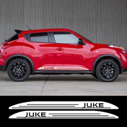 2 peças para Nissan JUKE NISMO Adesivos de saia para porta de carro, ambos os lados, corrida, esporte, à prova d'água, estilo de carroçaria, ajuste, acessórios para carro 207R