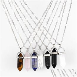 Pendant Necklaces Luxury Natural Stone Shape Women Hexagonal Prism Crystal Charms Necklace For Ladies Fashion Jewellery Drop Delivery Pe Dhdma