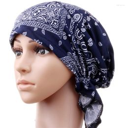 Wide Brim Hats Men And Women Turban Cap Thin Section Print Pattern Pirate Hat Care Single Layer Fashion Wrap Head Caps