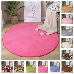 Carpets est Round Coral Velvet Carpet Colour Water Absorption Sofa Carpet Memory Foam For Bedroom Living Room Children rug Yoga Mats 230804