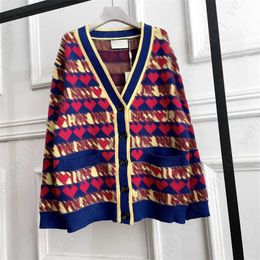 Fall Knit Sweater Women Designer Sweater Jacket Loving Color Clashing Jacquard Retro Fashion Early Letter Jacquard Loose Striped Cardigan Jackets Sweaters Womens