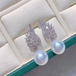 Dangle Earrings Gorgoeus Pair Of 10-13mm South Sea Drop White Pearl Earring 925s