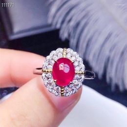 Cluster Rings Elegant Temperament Natural And Real Ruby Ring Gemstone Wedding Engagement For Women Fine Jewelry Gift Wholesale