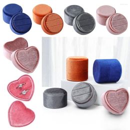 Jewellery Pouches Engagement Wedding Durable Heart-shaped With Detachable Lid Velvet Box Ring Display Double Storage