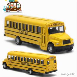Diecast Model Cars 64 Diecast Alloy Bus City School Bus Pulled Back 14CM Model Boy Toy Collection Decoration Scene Car Toy R230807