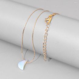 Chains Opalite Moon-shaped Pendant Neckalces Gold Colour Chain Necklaces Natural Stone Lapis Lazuli Charm Women Choker