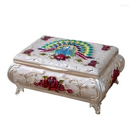 Gift Wrap 2023 Unique Red Rose Flower Trinket Jewellery Box Exquisite Peacock Organiser For Valentine Birthday Home Decoration