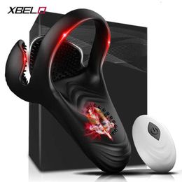 Male Testicle Vibrator Cock Ring Scrotum Perineum Stimulator for Men Couples Adult Goods 18