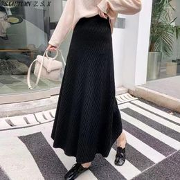 Skirts Korean Knitted Women's Autumn Winter Half Skirt Fashion Female Wild Hip Wrap Lovely Urban Casual Slim Ball Gown