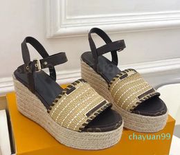 Designer Starboard Sandals Women Wedge Sandals Straw Shoe Open Toe Platform Shoes Wedge Shoes