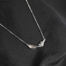 KOFSAC Glamorous Zircon Feather Pendant Necklace For Women Romantic 925 Sterling Silver Necklaces Jewellery Lady Fashion Gift L230704