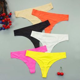 Sexy Thong Panties Woman Seamless Underwear Sports T-back Soft Ice Silk low-Rise Girl Underpants Set 3 Pcs/lot S-XL Size L230626