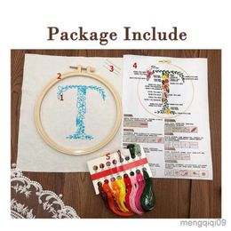 Chinese Products English Letter Embroidery Starter Cross Stitch Set Flowers Plant Stamped Embroidery Set for Home Decor Beginner R230807