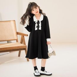 Girl Dresses 6 To 18 Years Teenage Princess Knit Sweater Dress Elegant Girls Bow Vintage Vestido Party Kids Clothes Fashionable