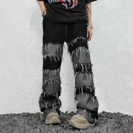 Ropa Grunge Y2k Streetwear Stacked Jeans Baggy Pants Men Clothing Patchwork Straight Loose Long Trousers Vetements Hommefrko