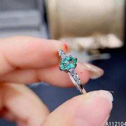 Cluster Rings KJJEAXCMY Fine Jewellery 925 Sterling Silver Inlaid Natural Emerald Women Exquisite Fashion Adjustable Gem Ring Support