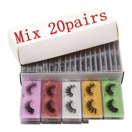 Other Home Garden 3D Faux Eyelashes Color Lashes Packaging Box Colored Bottom Card Eyelash Cases Natural Thick Exaggerated Luxury Ma Dhc9J