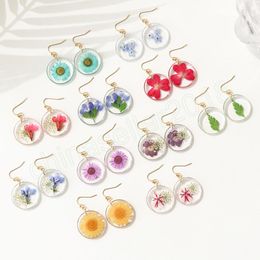 Cute Pressed Flower Earring For Women Unique Natural Dried Flower Earrings Jewellery 2023 Trendy Floral Resin Earrings