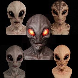 Party Masks Halloween Alien Mask Cosplay Horror UFO Skull Latex Masks Helmet Party Costume Props J230807