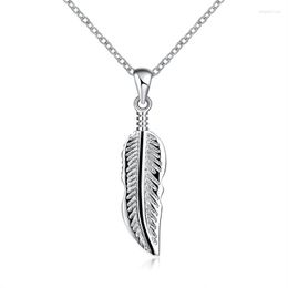 Pendant Necklaces Garilina Simple Fashion Feather Necklace Silver Colour For Women Girls Gifts Jewelry(with Chain)