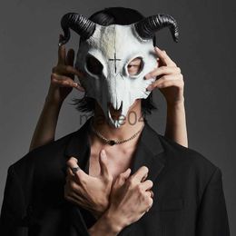 Party Masks Halloween Cosplay Billy Goat Skull Mask Half Face Masquerade Carnival Party Props Rave Sheep Bone Skull Mask Cosplay Animal Mask J230807